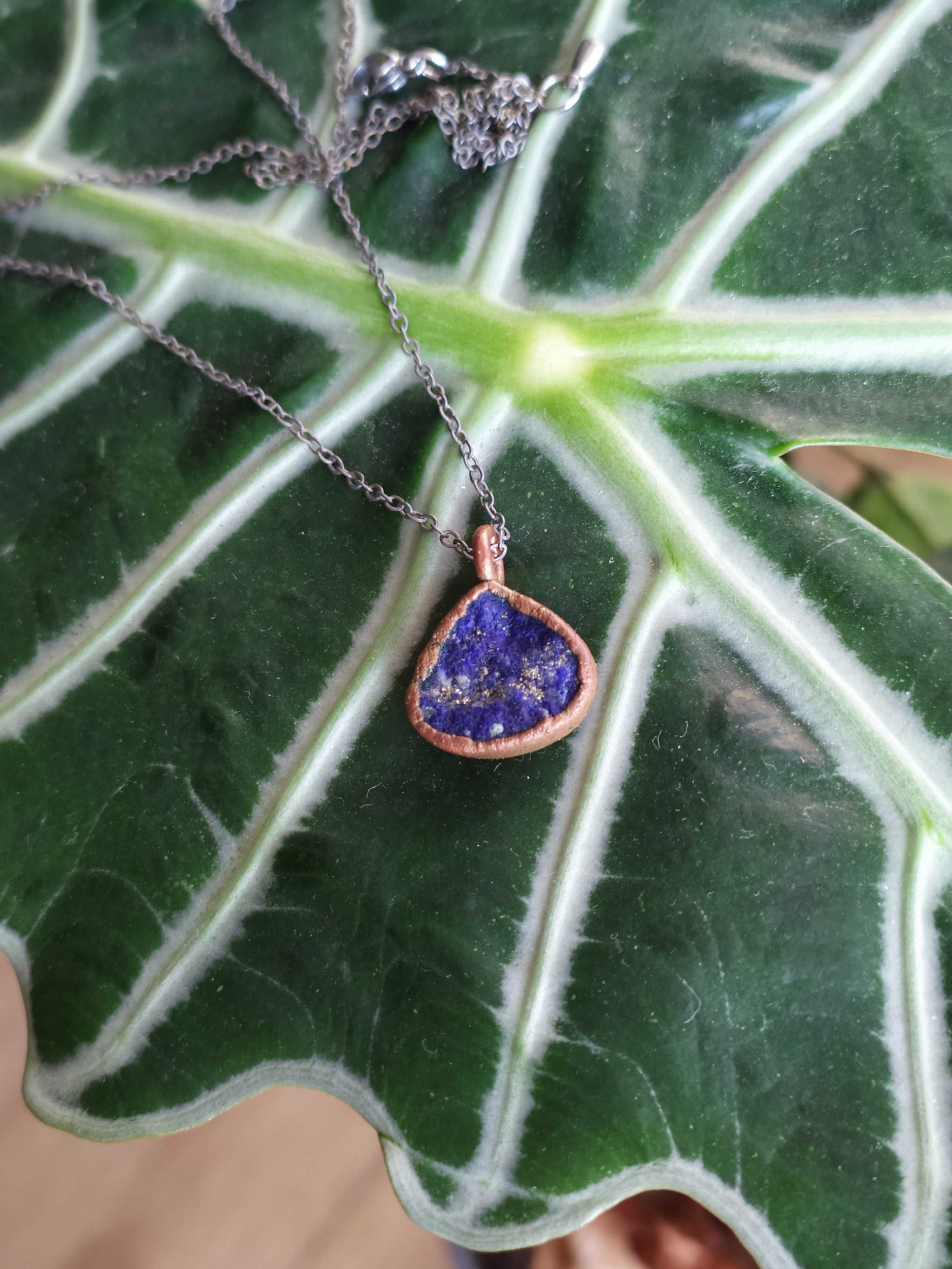 Naszyjnik handmade miedziana biżuteria lapis lazuli