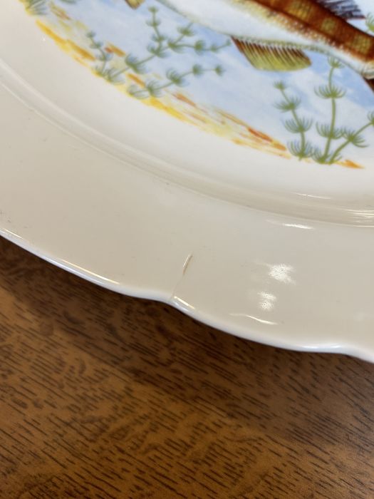 Zestaw półmisków 3 sztuki talerzy ceramika z motywem ryby