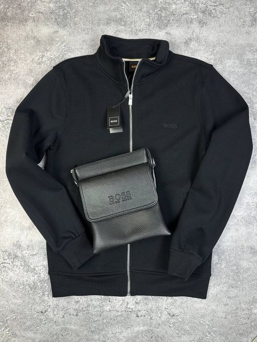 Кардиган Hugo Boss чорний чоловічий светр на замок босс чоловічий