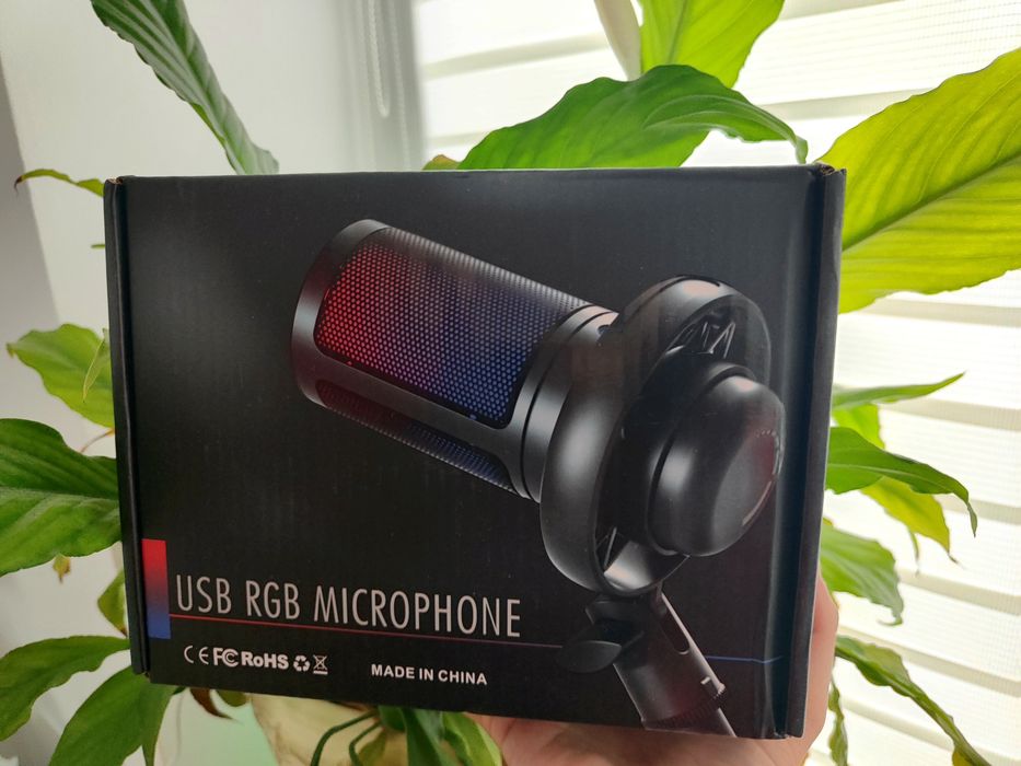 USB мікрофон студійний для пк, стрімів, RGB ЮСБ ME6S Чорний