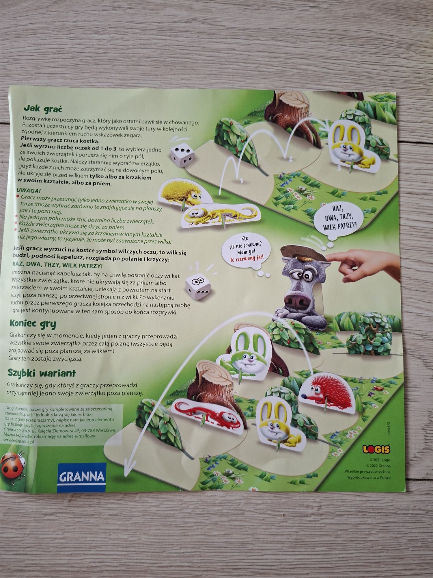 Gra planszowa Raz, dwa, trzy Wilk patrzy Granna
