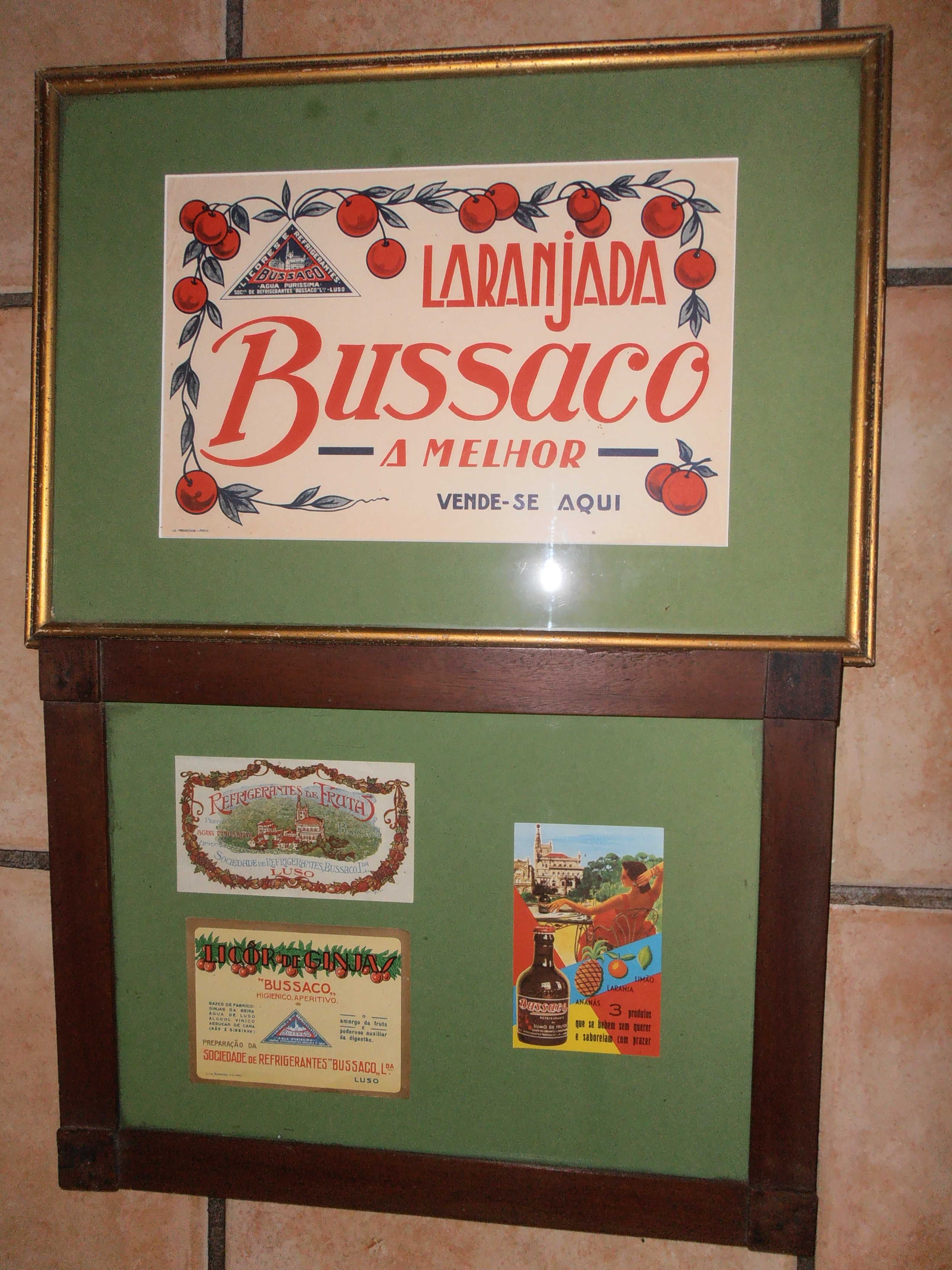 bussaco- cartazes publicitários antigos c/moldura, 45x32 cm