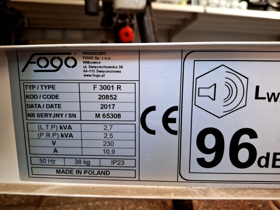 FOGO F 3001 R Agregat prądotwórczy 1-fazowy 230V z AVR,  2,7 kW