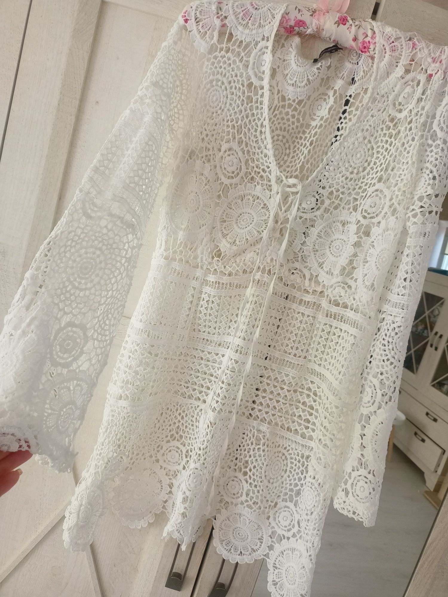 Śliczna tunika pareo plażowe styl Boho biała