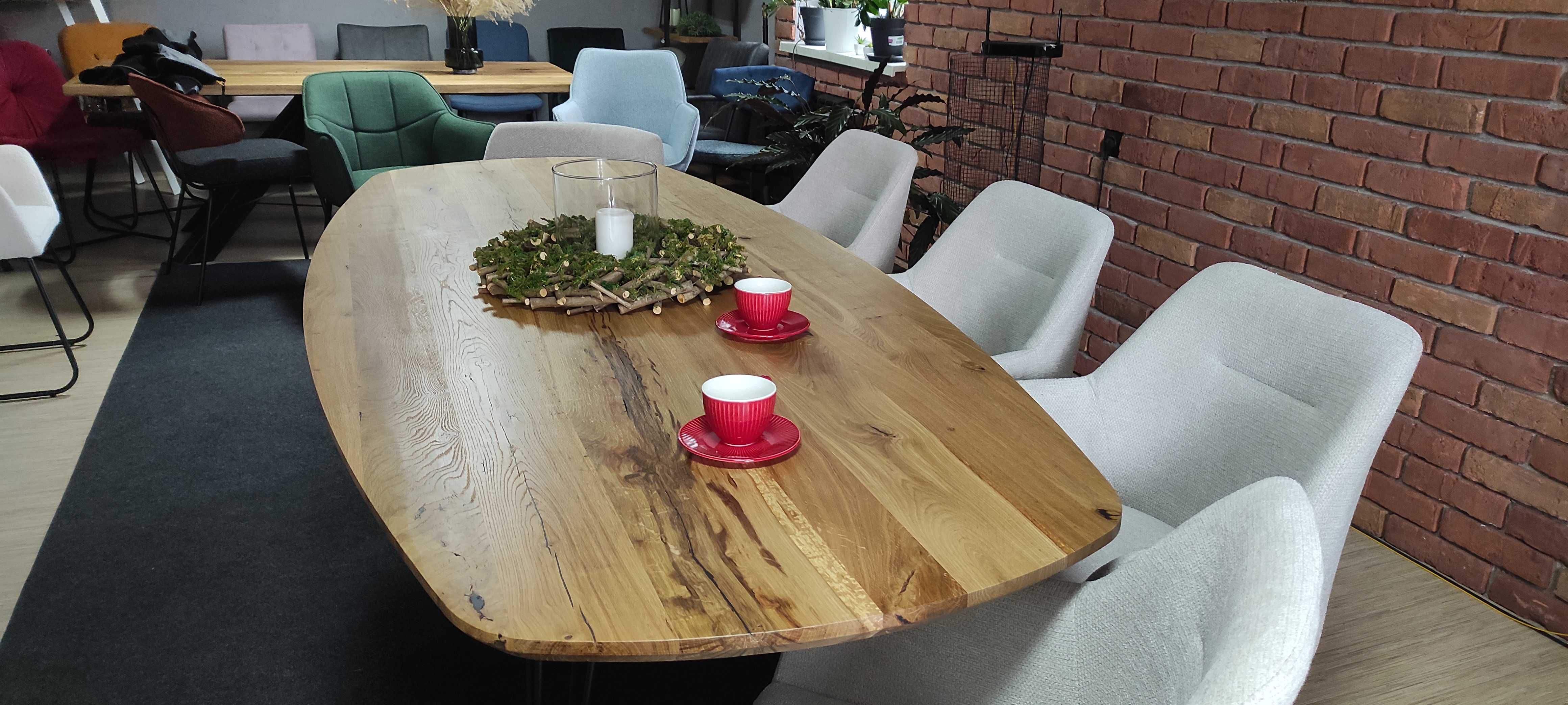 stół lity dąb owalny krawędź zacięta 240x100 producen dostępny od ręki