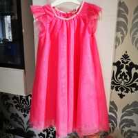 Sukienka H&M, tiul, brokat, różowa, rozmiar 104,