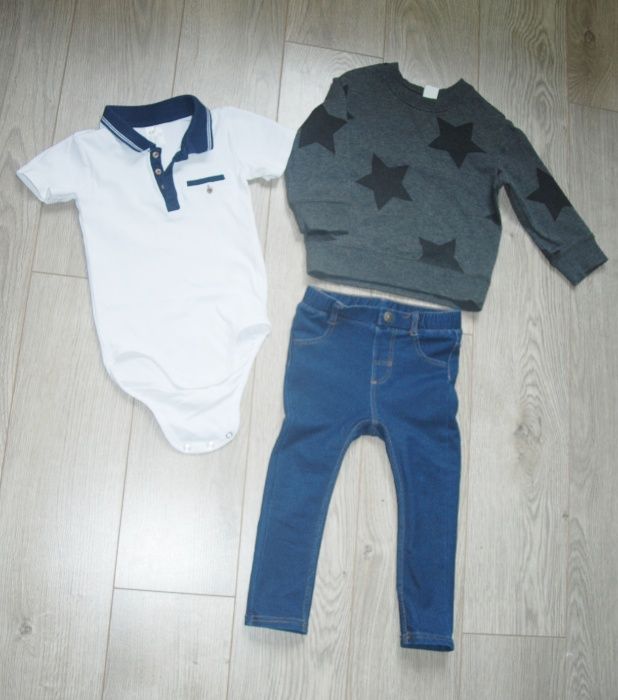 Spodnie + body + bluza. Elegancki zestaw dla chłopca H&M