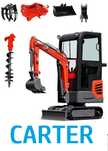 Kingway CARTER CT12K Ramię Skrętne KABINA 1200kg PREMIUM 3 łyżki  NOWA Minikoparka z Kabiną CARTER CT12K 1200kg 3 łyżki Ramię SKRĘTNE