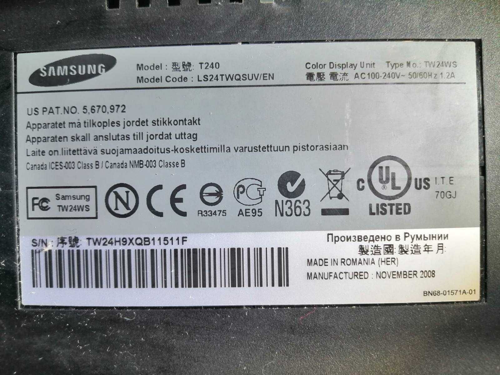 Монитор Samsung SyncMaster T24 Б/У