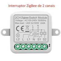 Interruptor / Tuya / ZigBee / 2 Canais / Controlo por voz e aplicação