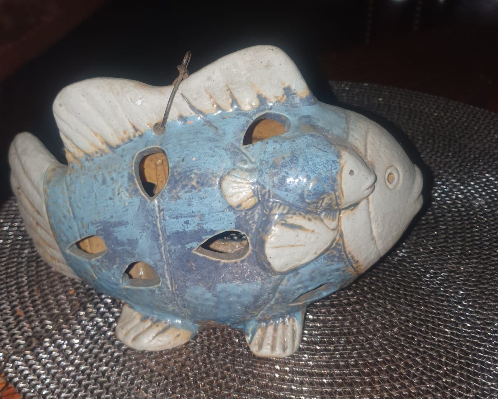 Stary ceramiczny świecznik/lampion Ryba