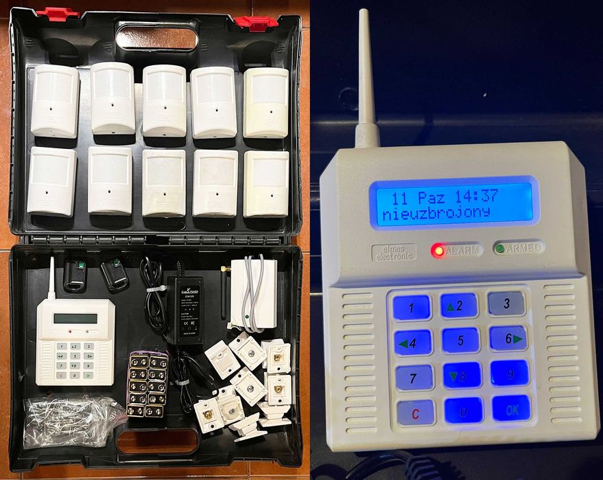 Alarm ELMES bezprzewodowy MEGA ZESTAW !!! System alarmowy GSM