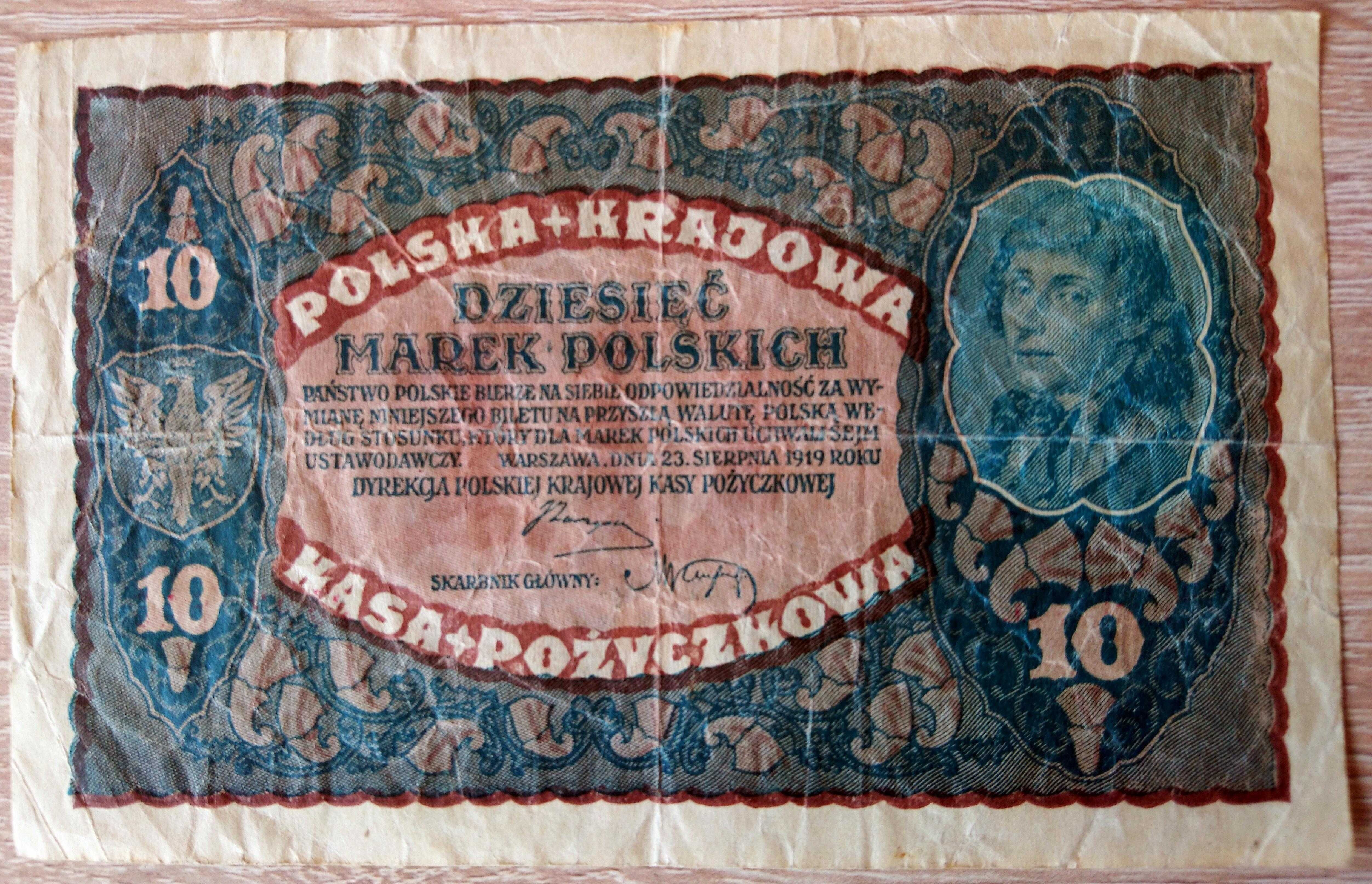 Banknot 10 Marek Polskich z 1919r