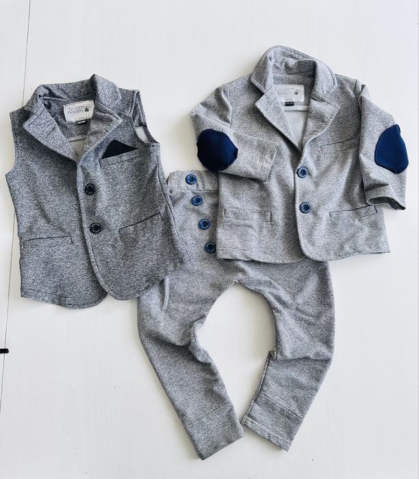 Garnitur marynarka kamizelka spodnie z dresówki 92-9cm 2-3lata #1999