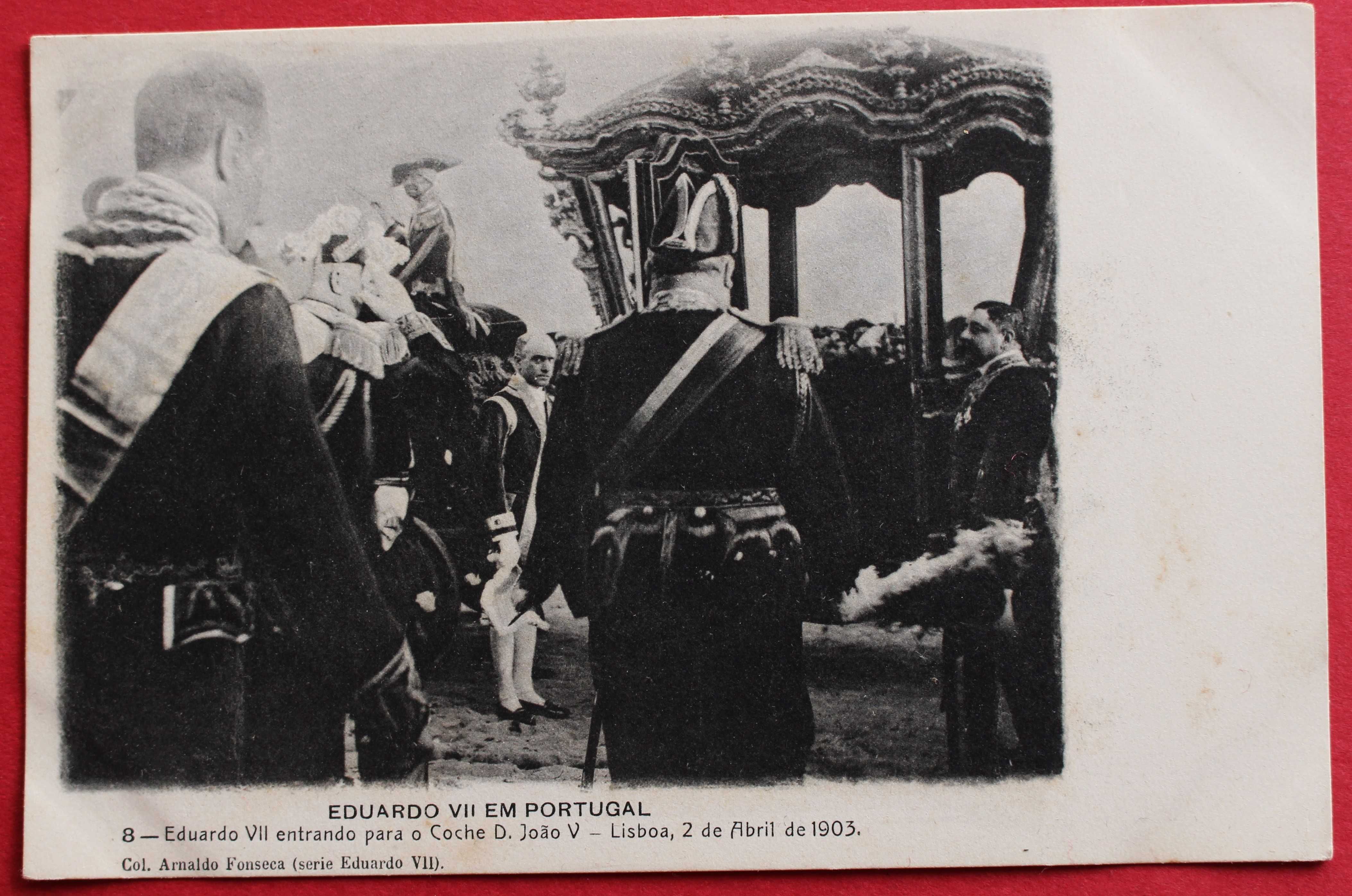 REI D CARLOS E EDUARDO VII ENTRAM COCHE 1903 FOTO ARNALDO FONSECA