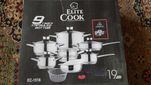 Nowy Komplet Trwałych Naczyń ze stali nierdzewnej 19el. Elite Cook