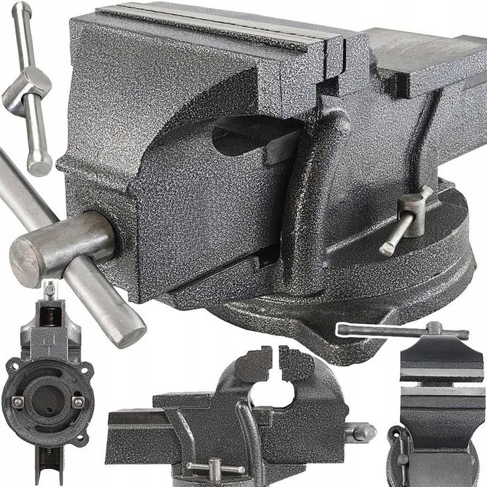 MOCNE IMADŁO ŚLUSARSKIE Obrotowe Z Kowadłem Żeliwne 150mm Stal Hartow