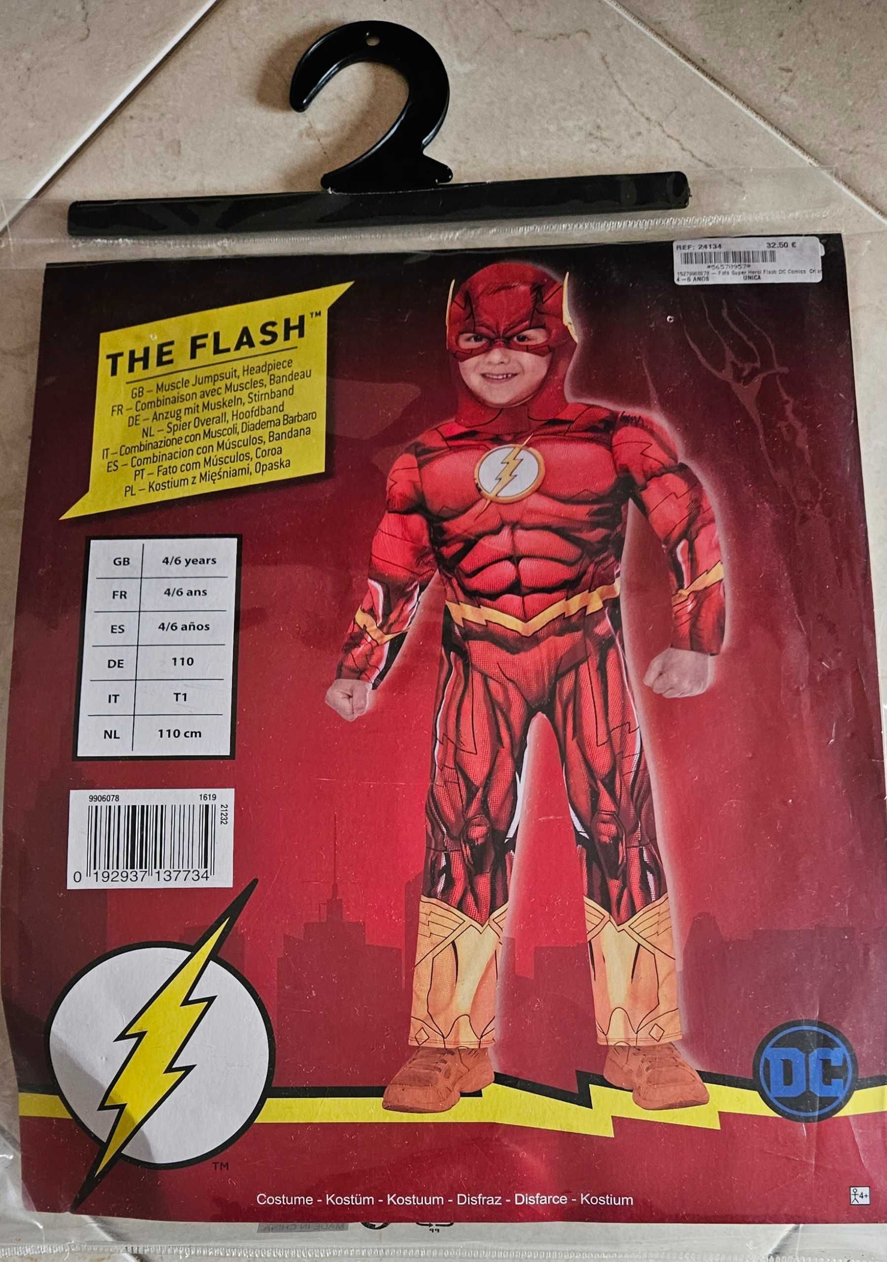 Fato Super Herói Flash  (4-6 anos)