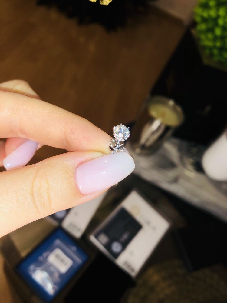 Kolczyki 0.5ct karat moissanit srebro diament certyfikat złoto