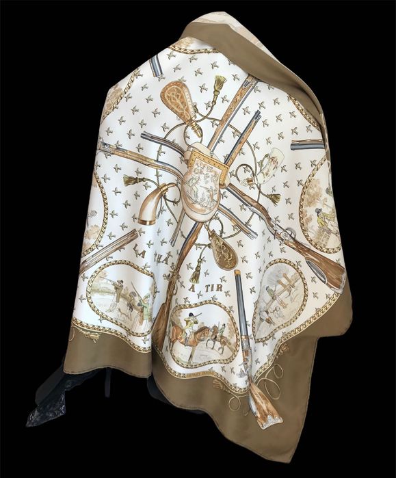 HERMES PARIS LA CHASSE A TIR винтажный шелковый платок