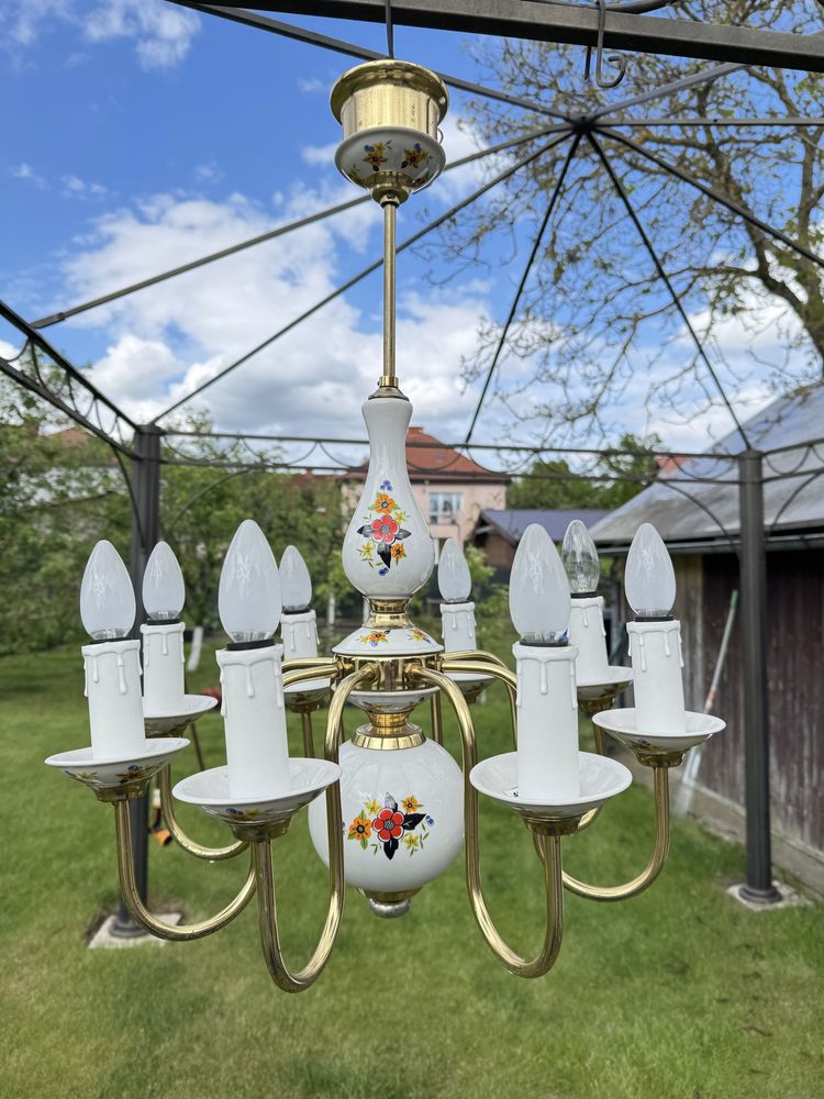 Porcelanowy żyrandol retro z czasów PRL