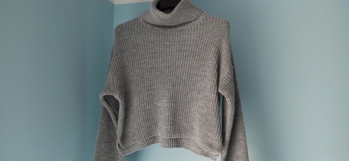 Sweter Sweterek z Golfem Krótki Missguided Szary R. S/M