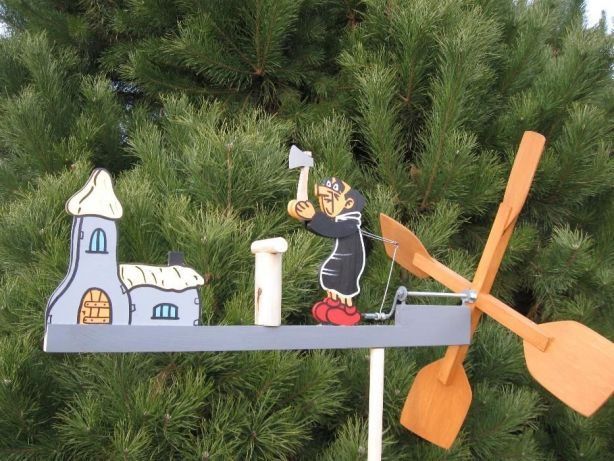Wiatrak ozdoby ogrodowe handmade rękodzieło gargamel smerf rumcajs