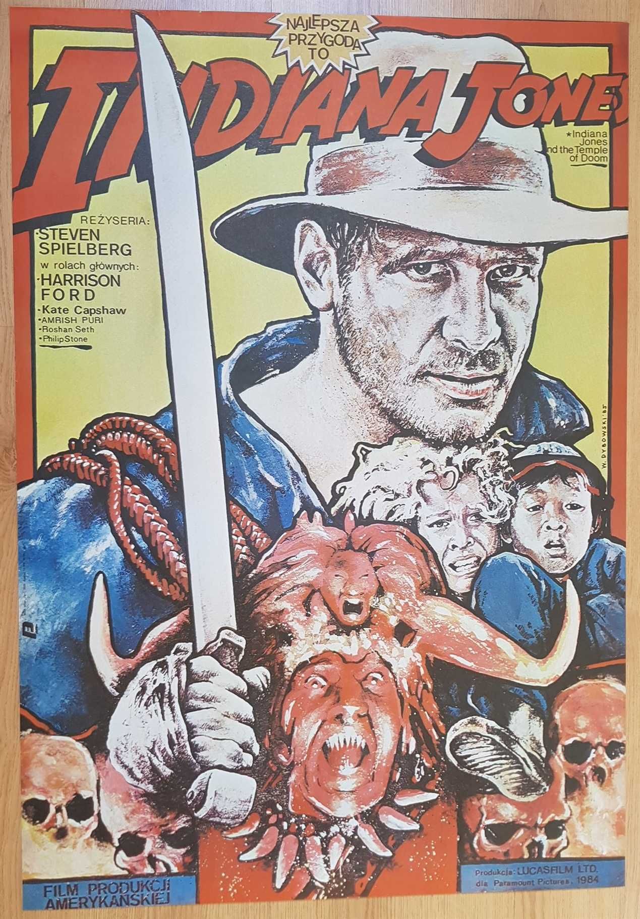 Plakat filmowy INDIANA JONES Dybowski ORYGINAŁ 1985 68x98cm