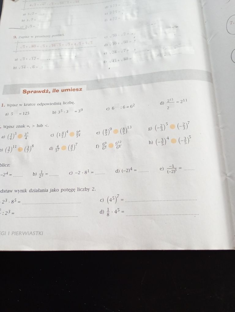 Ćwiczenia matematyka kl 7