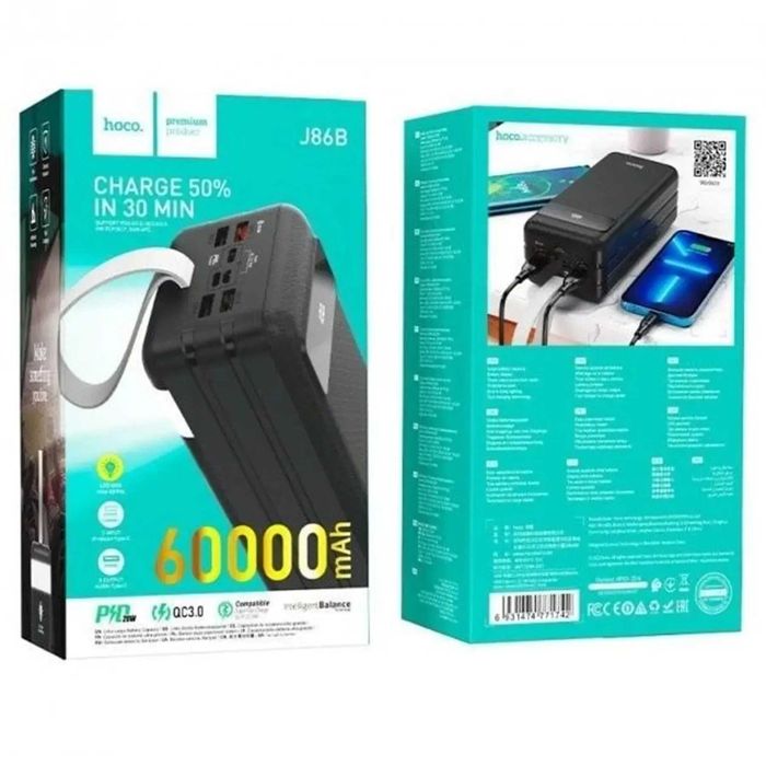 Power bank 60 000 mAh Hoco J86B 22.5W / павербанк / ПАВЕР / Pawer