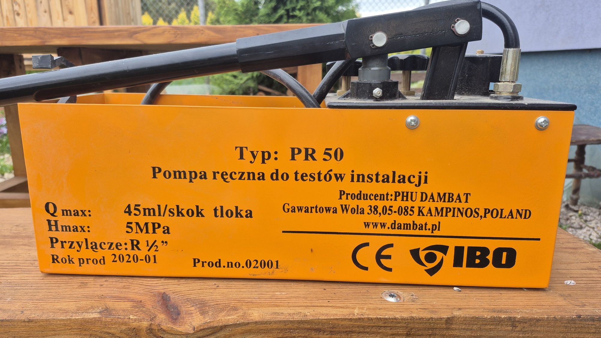 Pompa ręczna do testów instalacji 250 zł