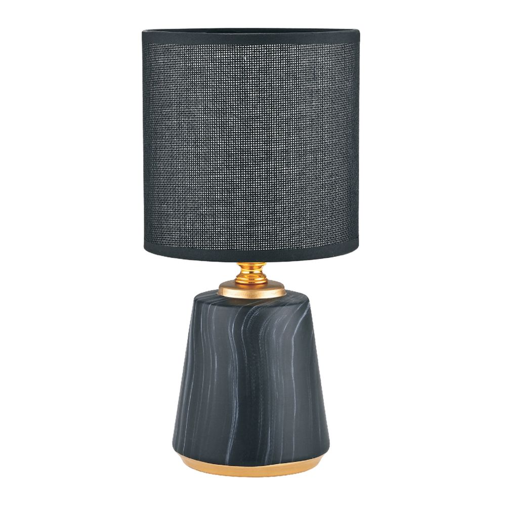 Lampka nocna/stołowa z abażurem czarno-złota 27 cm