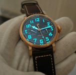 Чоловічий годинник Pilot Bronza Chronograph Mechanical Blue 42mm 100m