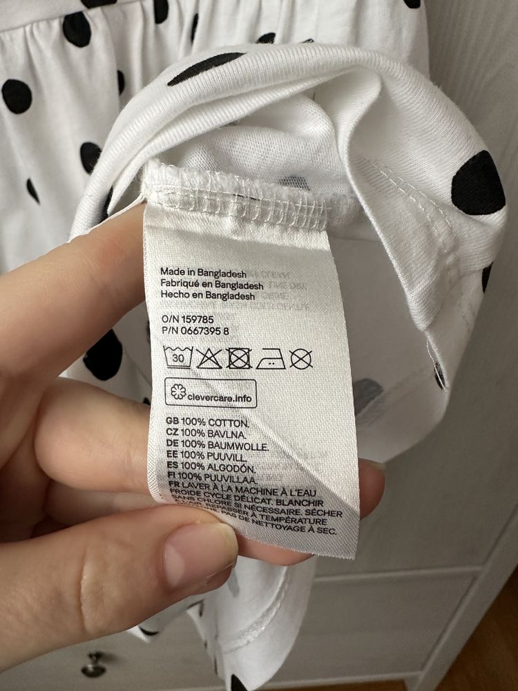 Biała letnia sukienka w grochy H&M 110 / 116