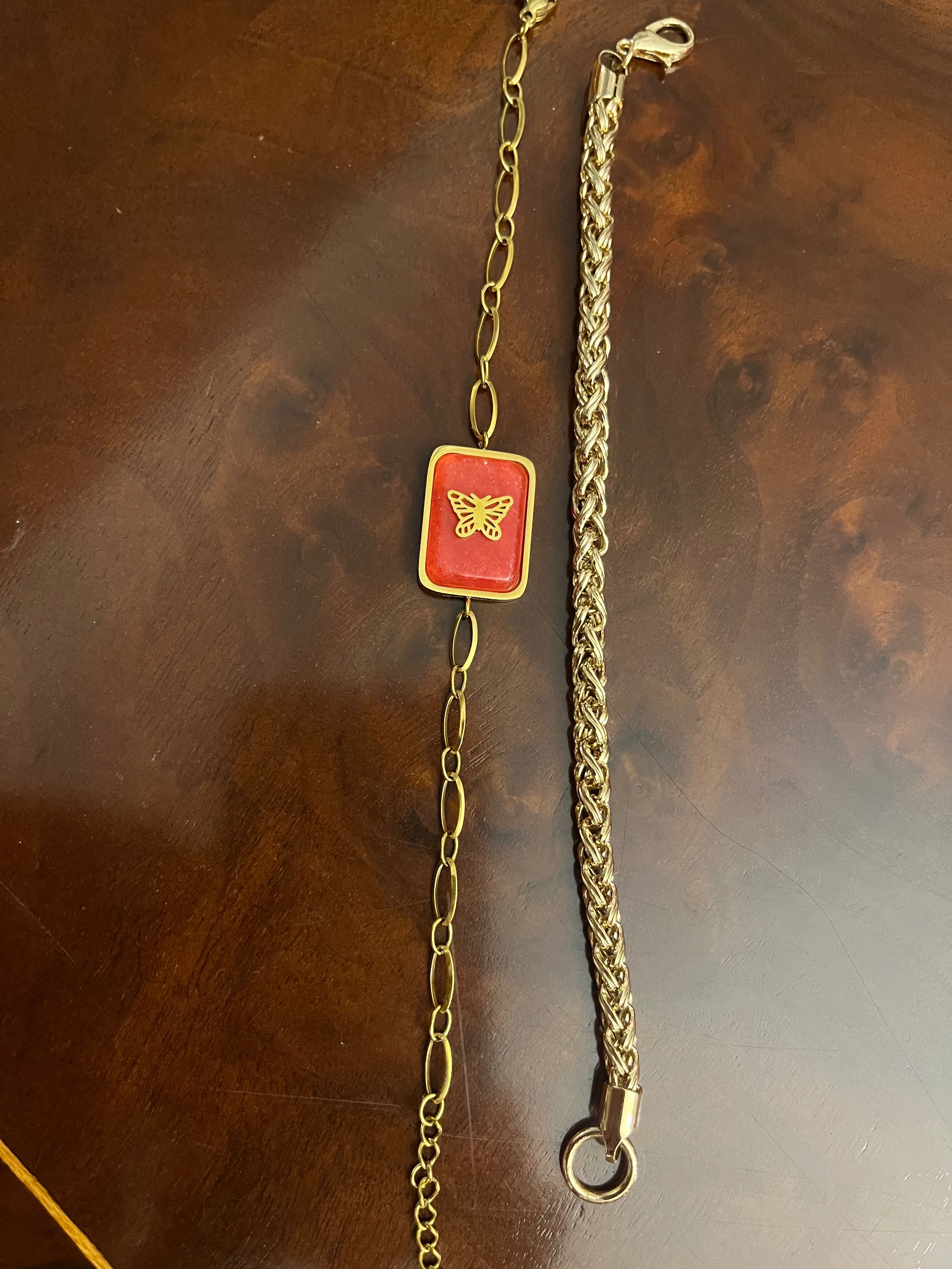 Conjuntos de duas pulseiras douradas