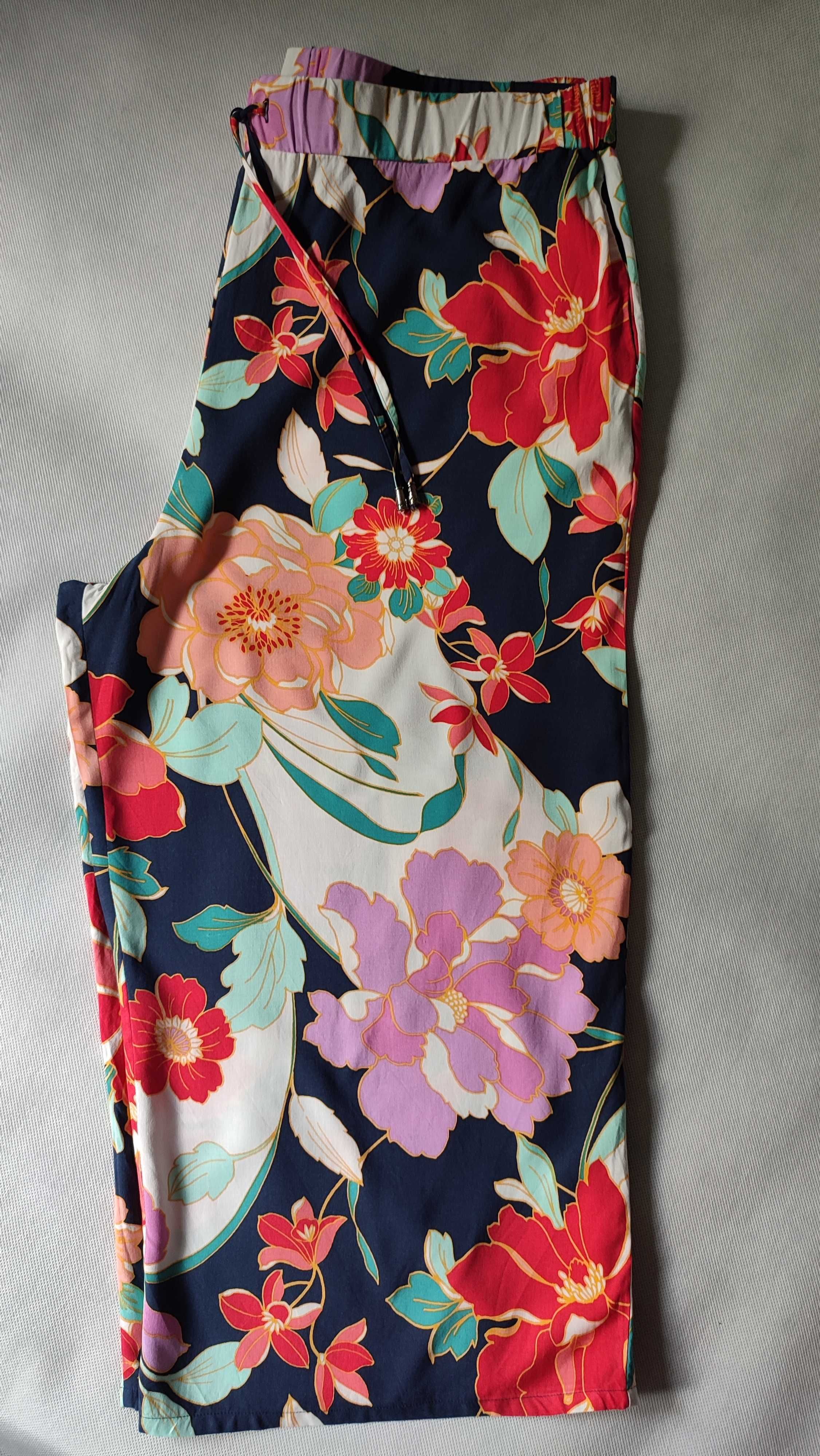 Spodenki damskie szerokie nogawki plus size w kwiaty letnie rozmiar 18