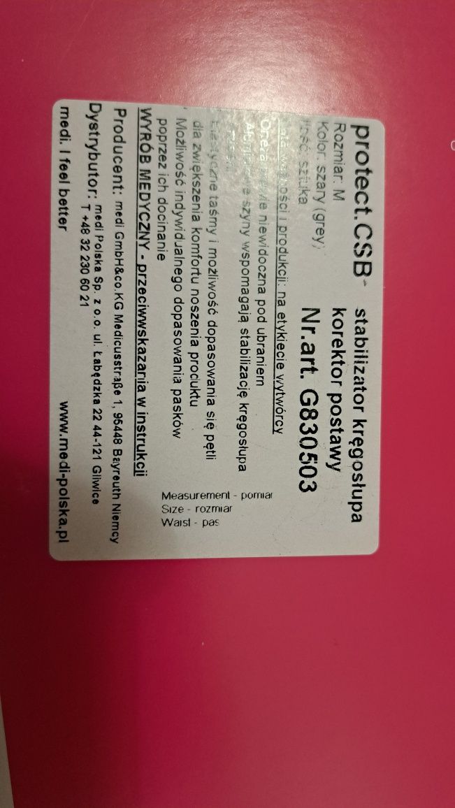 Stabilizator kręgosłupa Medi protect.CSB rozmiar M