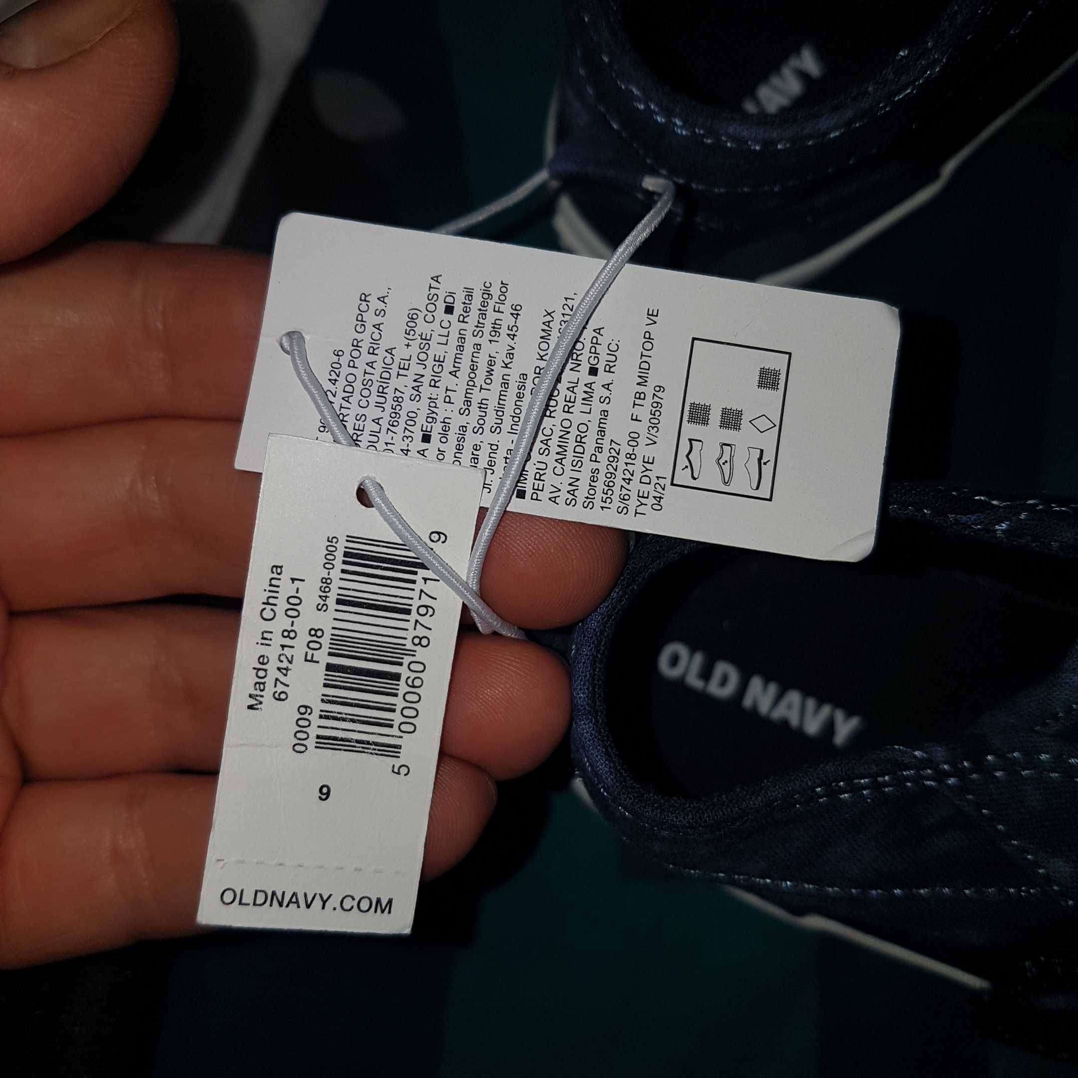 Новые кеды хайтопы кроссовки 26 размер Old navy/Gap 16,7 см стелька пр