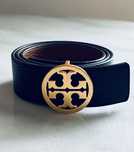 Czarny skórzany pasek Tory Burch