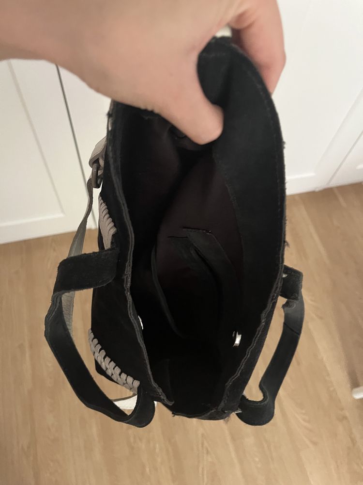 Zara suede/leather shopper bag torba skórzana A4