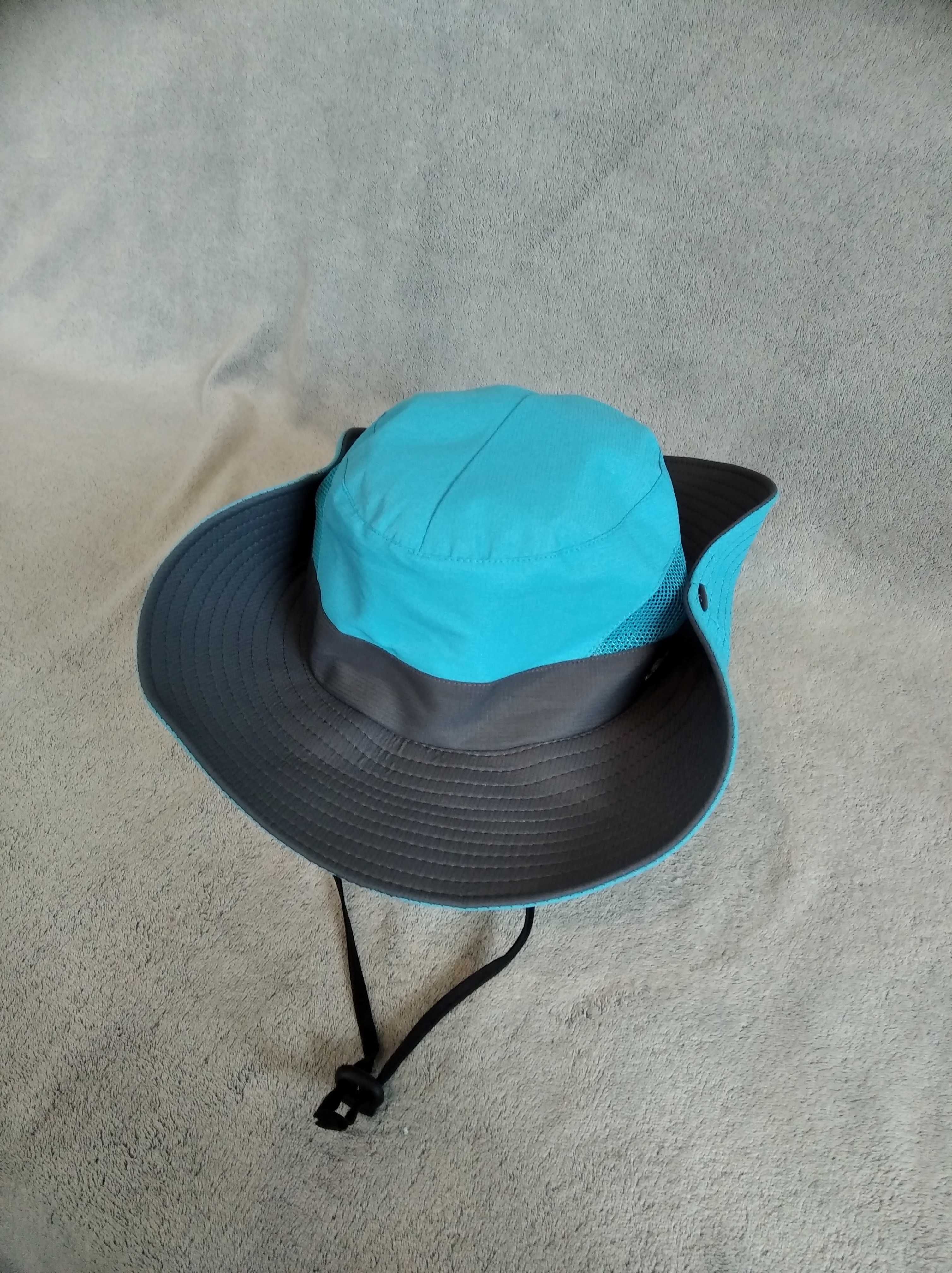 Damski kapelusz turystyczny trekkingowy 54 - 56 cm niebieski/szary