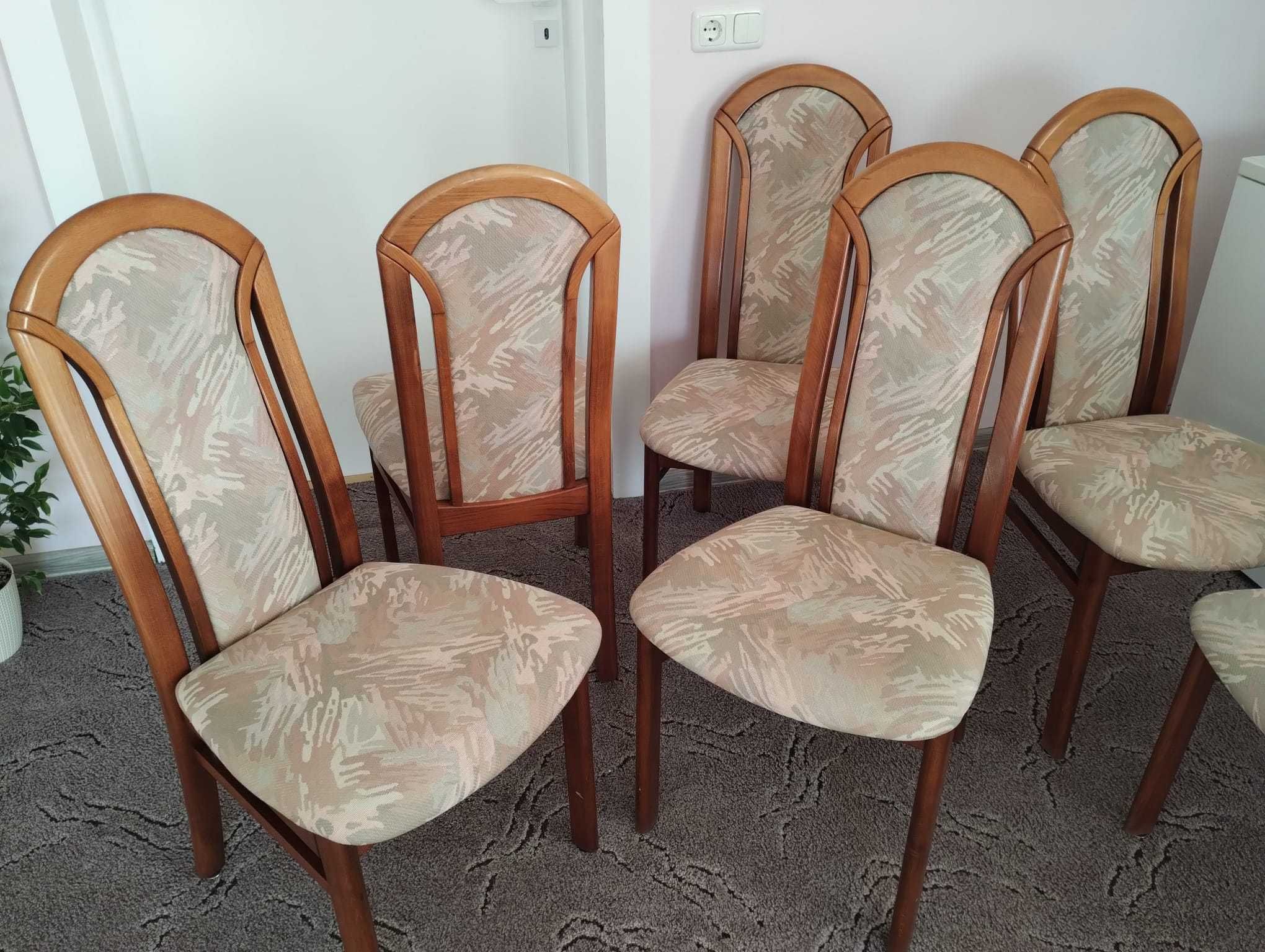 Krzesła Zestaw 6x krzesło drewniane tapicerowane solidne jak nowe