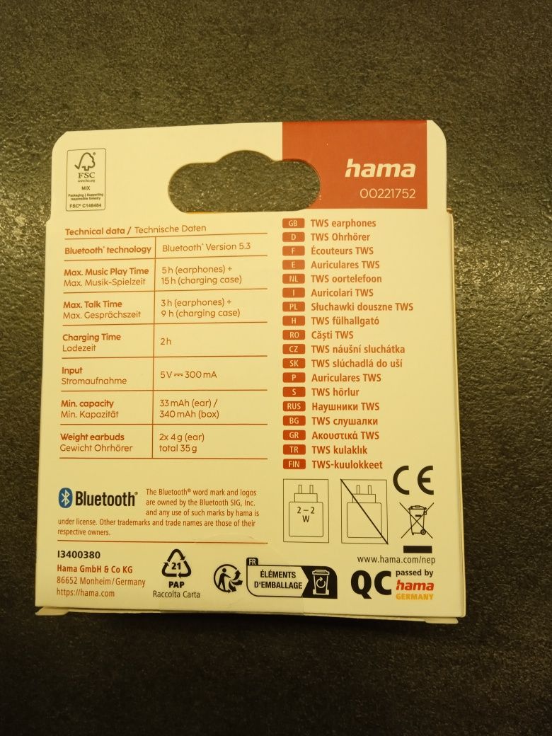 Słuchawki bezprzewodowe HAMA Freedom Light II