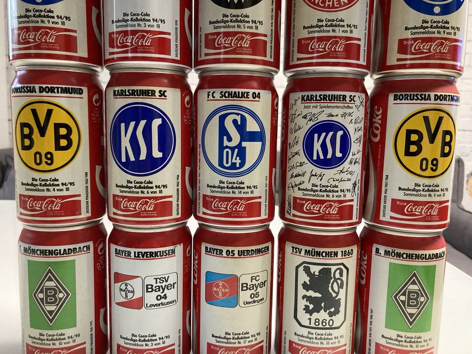 Puszki kolekcjonerskie coca-cola 20szt bundesliga Niemcy 94/95