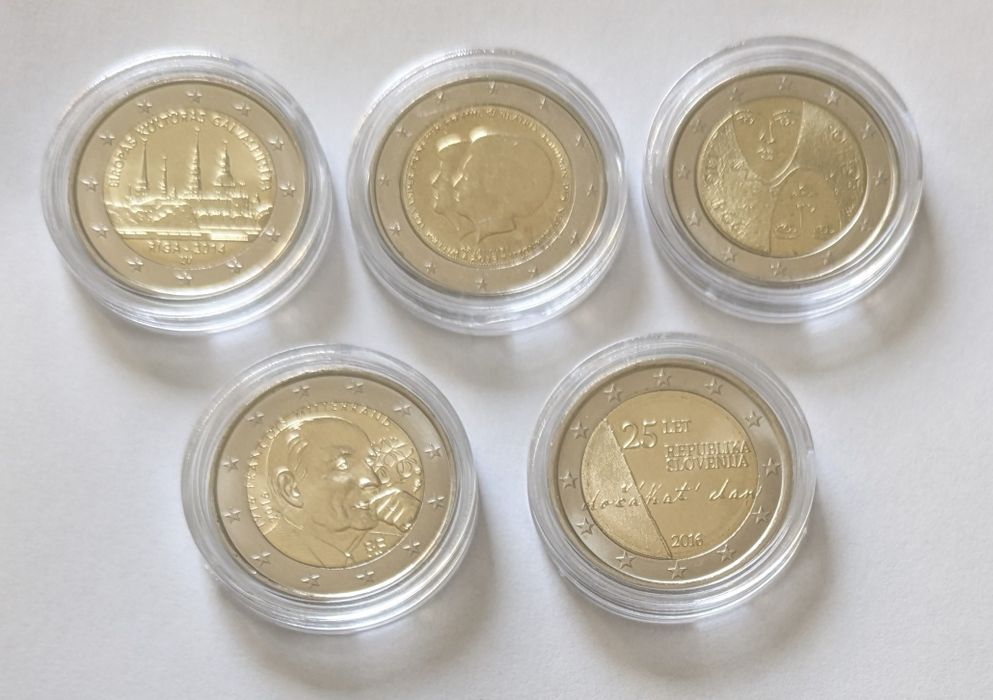 Lote 5 moedas comemorativas 2€