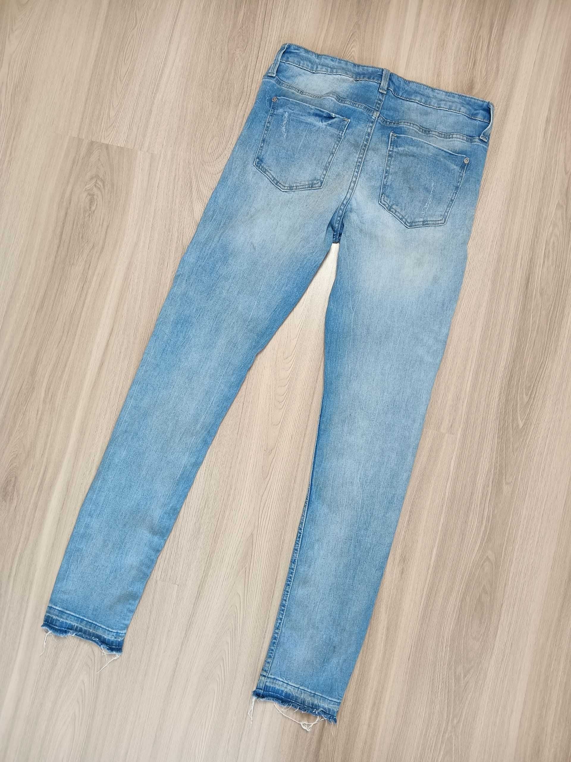 Spodnie jeansowe jeansy damskie niebieskie skinny low waist 30