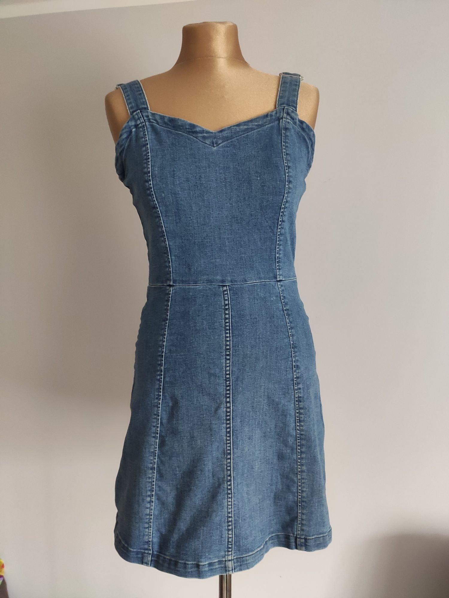 Sukienka jeansowa na ramiączkach ozdobny tył M 38 h&M