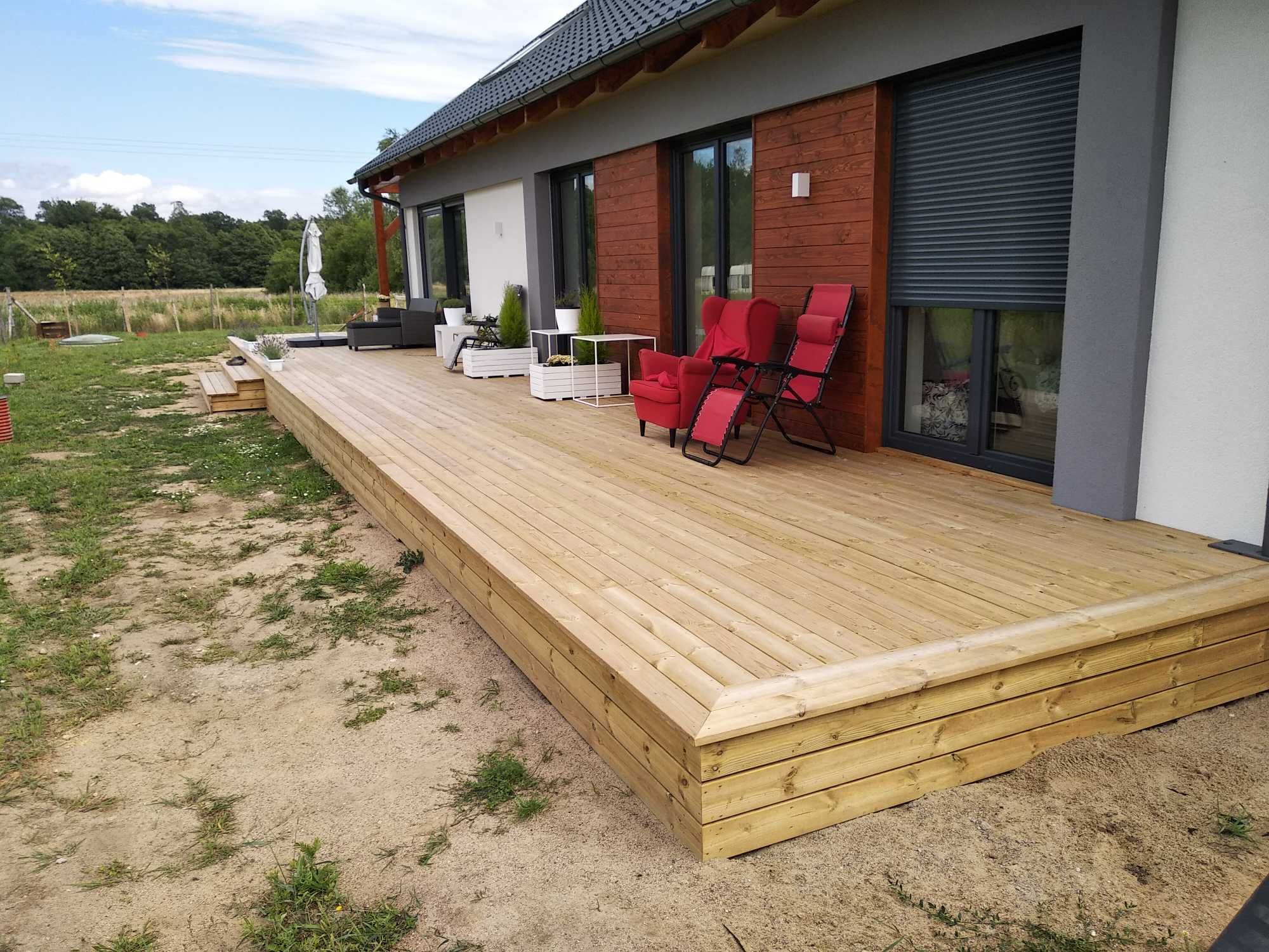 Deska tarasowa gładka NTR,  impregnowana ciśnieniowo 28x120mm