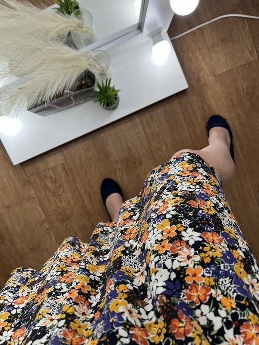 14 розмір 100% віскоза сукня плаття платье з рукавом квітковий принт