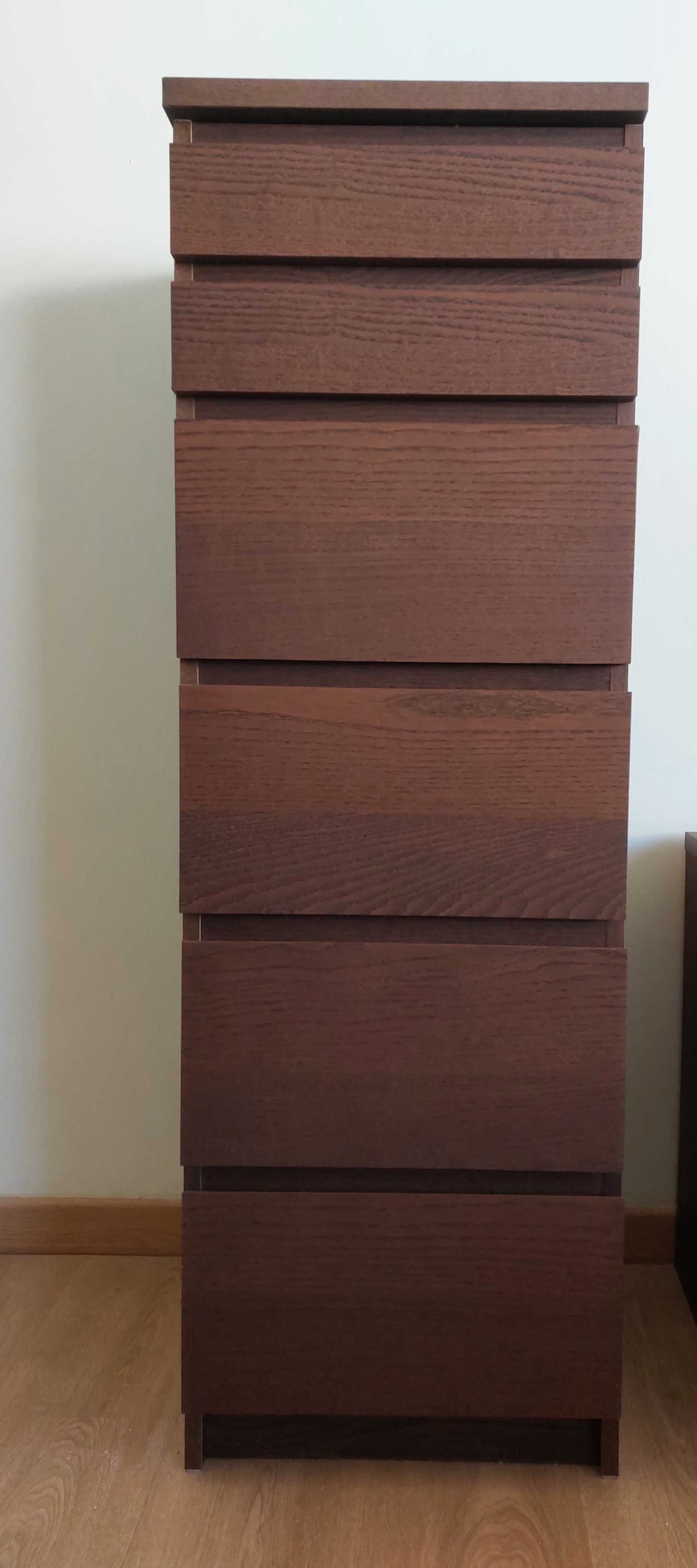 Em muito bom estado - Mobília completa de quarto IKEA Malm Castanho/Pr